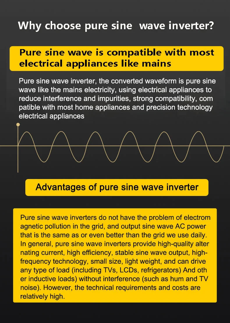 Pure Sine Wave Power Inverter 6000W 8000W DC 12V 24V 48V 60V 72V to AC 220V 60Hz Frequency Converter Dual Socket USB CE