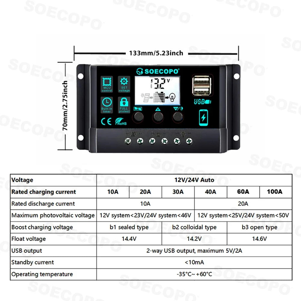 10000W Solar System Complete Kit Dual12V/24V To 110V/220V100A Controller 800W Panel Off-Grid Inverter for Home/Camping Backup