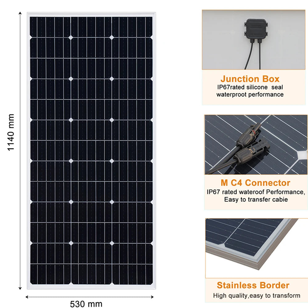 XINPUGUANG 100W 120W 150W Lightweight Solar Panel Module Aluminum Frame 12V 24V 36V Battery Car Home Farm Boat RV Camping Yacht CE FCC RoHS WEEE