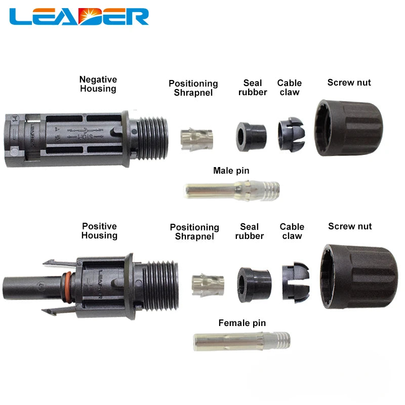 Solar Connector 30A 1500V DC IP68 Male Female PV Connectors 20 40 100 Pcs 2.5mm2 4mm2 6mm2 Solar Cable CE