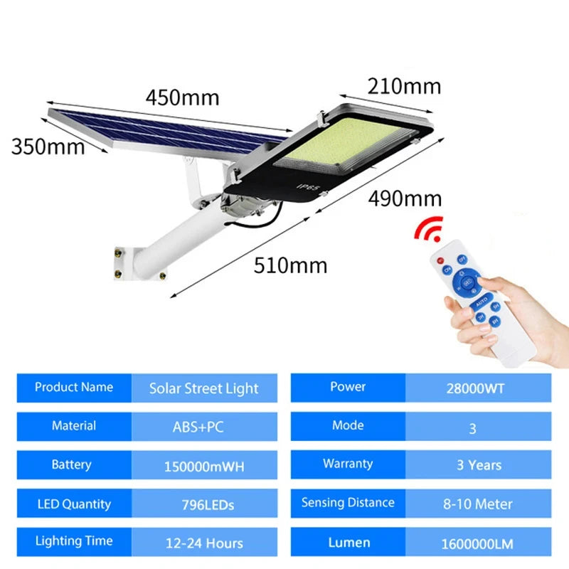 GOBORTONE YX123TB Solar Street Light 5000000LM IP67 Waterproof LED Garden Plaza Yard CCC CQC EMC FCC GS LVD SAA UL VDE RoHS 3-Year Warranty