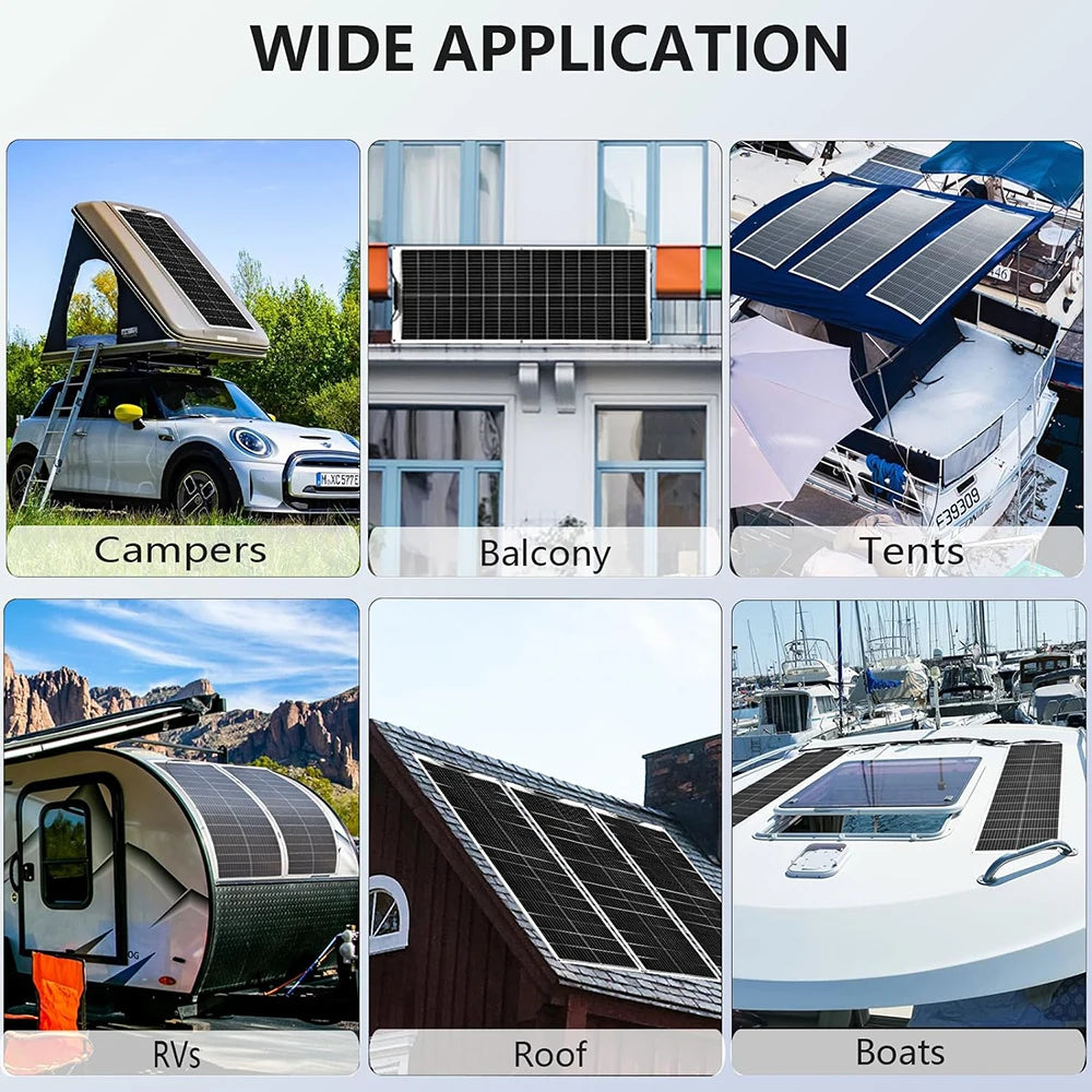 WUZECK 120W 240W 1200W 12V Flexible Solar Panel Cell 1-10 Pcs RV Caravan Boat Roof Battery Charging CE FCC RoHS WEEE