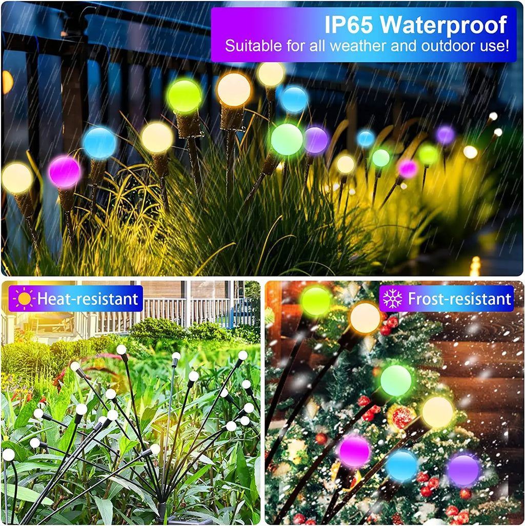 10-Pack Solar Garden Lights 100 LED Firefly Waterproof Solar Powered High Flexibility Swaying Landscape Lawn Light CQC EMC GS RoHS