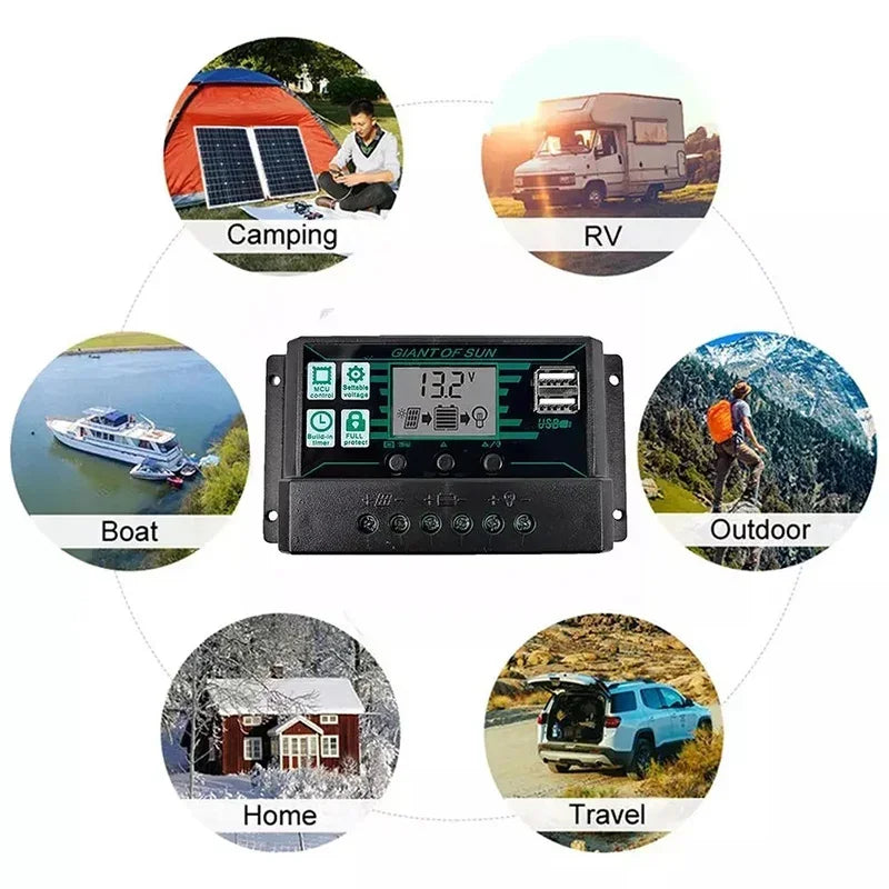 DREAMBURGH 10A 20A 30A 40A 50A 60A 70A 80A 90A 100A 150A Solar Charge Controller Digital LCD Display 12V 24V Solar Panel Battery CE