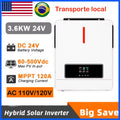 3.6KW 3600W Solar Hybrid Inverter Charger 24V Battery Pure Sine Wave 110V 120VAC 120A MPPT Solar Charge Controller LCD