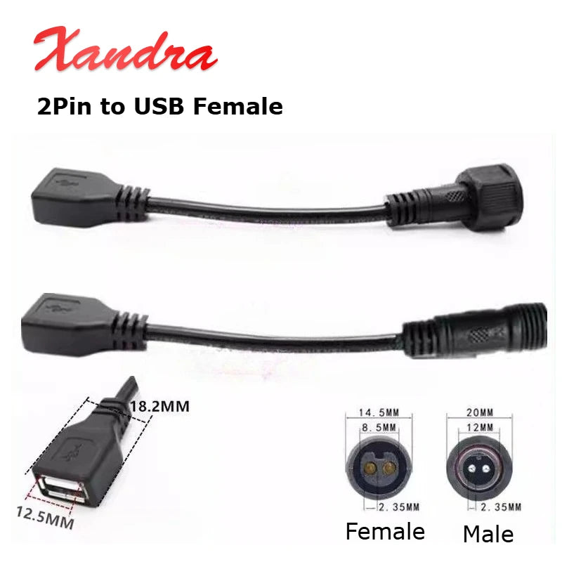 Outdoor Waterproof 2 Pin to USB Female Connector Cable for Solar Light Panel 2 Core Male Female to USB Conversion Wire Adapter PRIME RJ SOLAR PH