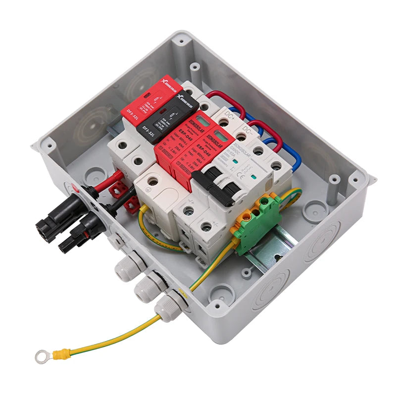Solar photovoltaic PV Combiner Box With Lightning Protection 1 in 1 out DC 600V Fuse IP65 MCB SPD DB for Solar Panel  Box
