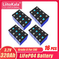 1-32PCS LiitoKala 3.2V 320Ah Lifepo4 Battery 300AH 310Ah Grade A 12V 24V Rechargeable Battery Pack EU US Tax Free With Busbars