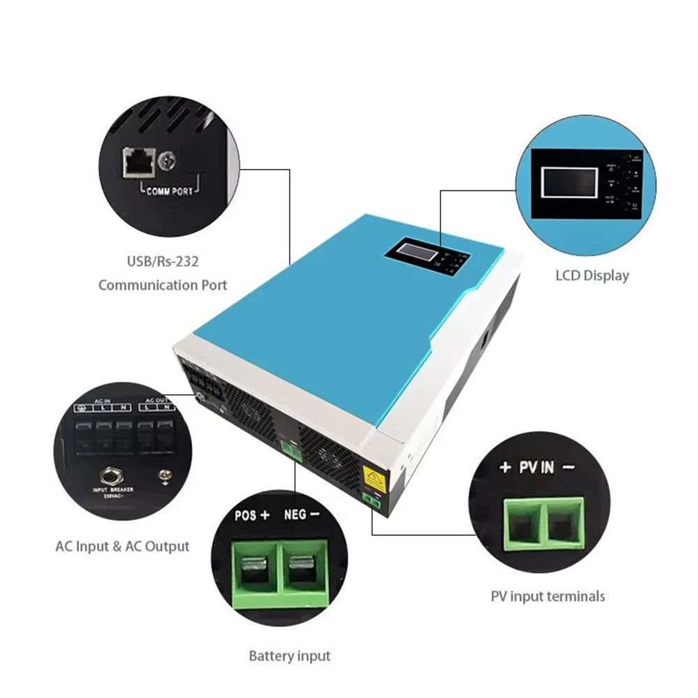 Solar Invert 3.5KW AC 220V DC 24VDC MPPT 110A 500VDC PV Input Pure Sine Wave Hybrid Inverter Off-Grid with WiFi