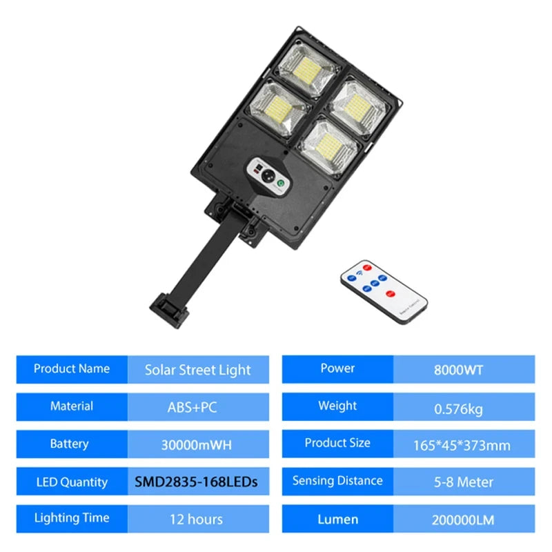 GOBORTONE YX123TB Solar Street Light 5000000LM IP67 Waterproof LED Garden Plaza Yard CCC CQC EMC FCC GS LVD SAA UL VDE RoHS 3-Year Warranty