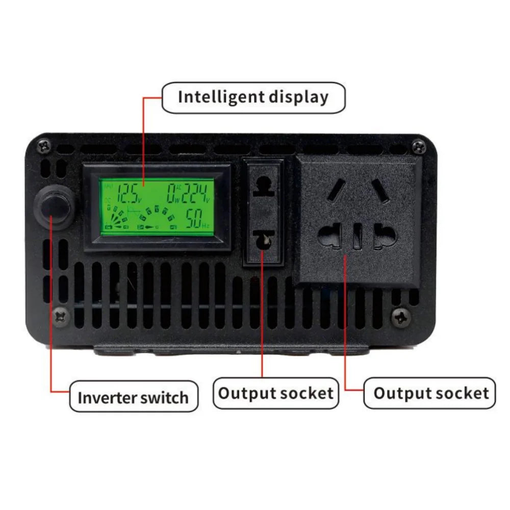 Pure Sine Wave Solar Inverter 1000W 2000W 3000W 24V 220V Off Grid PV 12V 48V 36V DC to 120V 230V 240V AC Home Appliance 50/60Hz PRIME RJ SOLAR PH