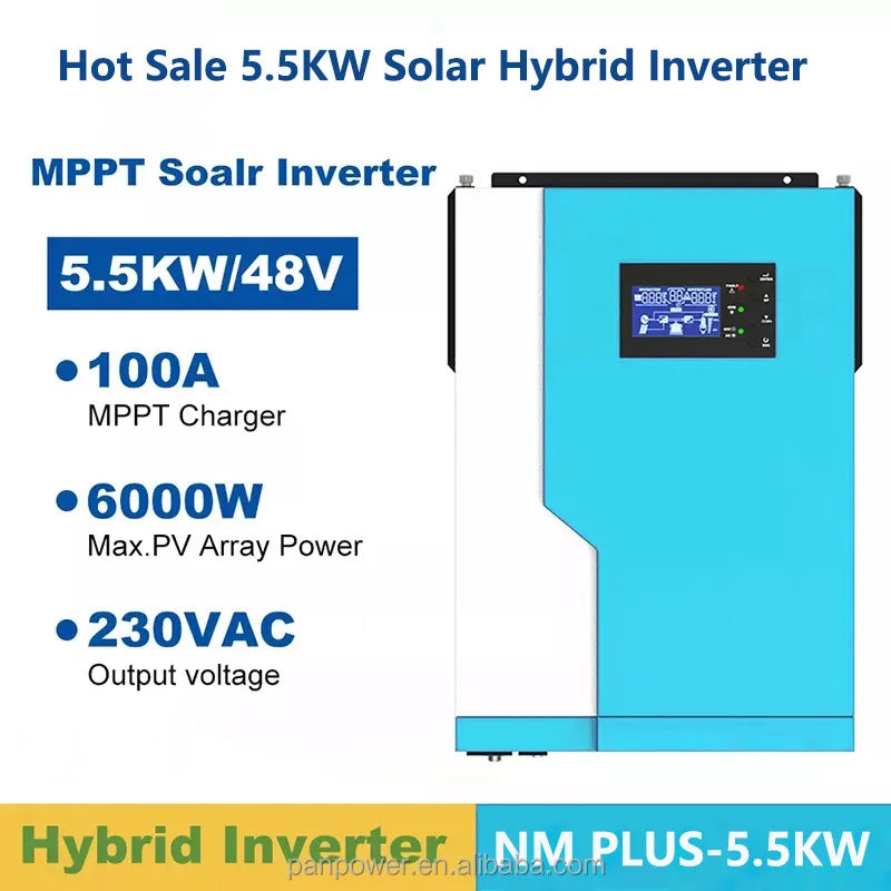 High Quality off Grid Single Phase 48vdc 5.5kva 5500watt 5.5kw Solar Hybrid Inverter With MPPT