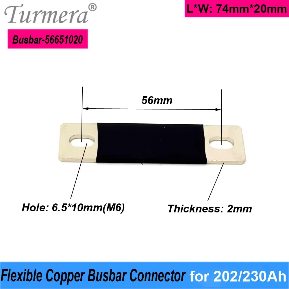 Turmera 12V Busbar Lifepo4 Battery Copper Connecter 50mm 56mm 72mm 80mm 2mm 300A Use in 100Ah 230Ah 280Ah 320Ah Lifepo4 Battery