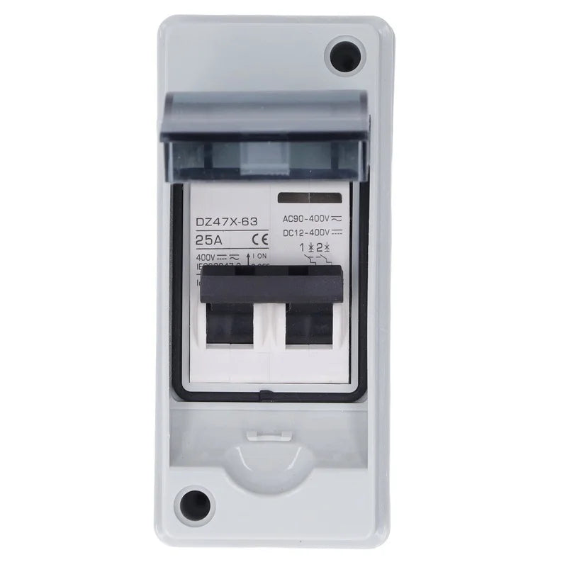 DC Miniature Circuit Breaker 2P 25A DC12V‑400V AC90‑400V Disconnecting Switch IP65 Waterproof for Solar PV System