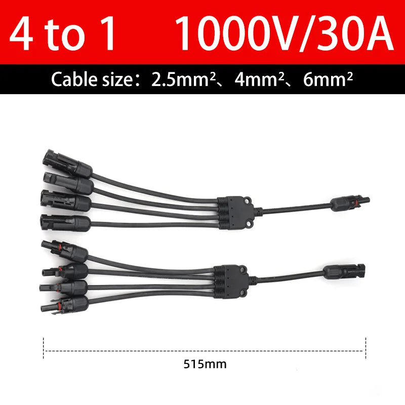 MC4 2Y 3Y 4Y IP68 PV Y Branch Parallel Connector 1000V 30A Male Female Waterproof Solar Panel 2.5-6mm2 Photovoltaic CE
