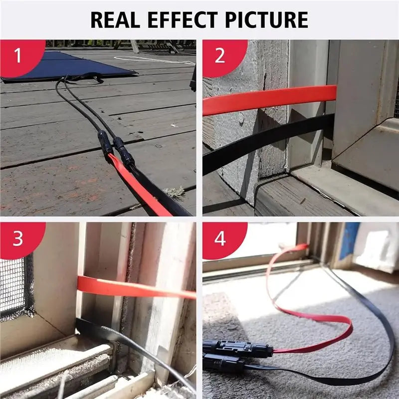 ABZV 65cm 12AWG Flat PV Solar Panel Cable Window Balcony Wire for Portable Power Station