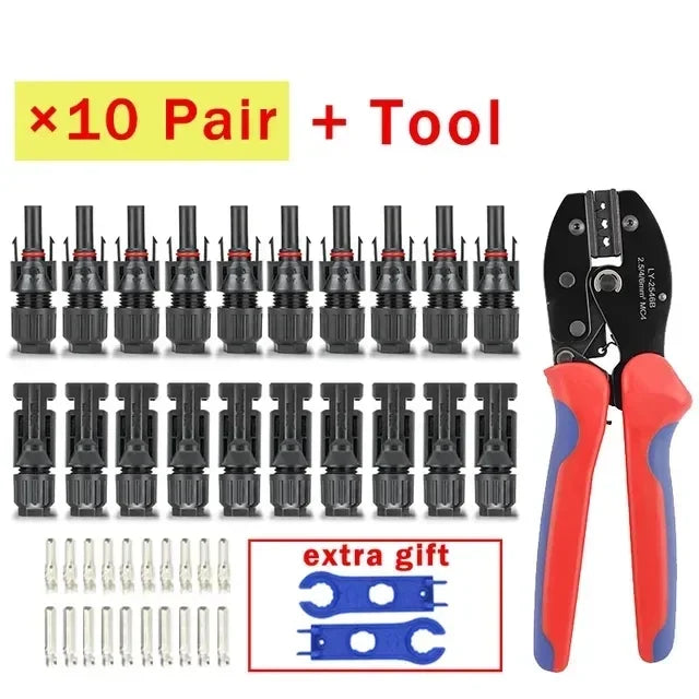 Photovoltaic Solar Connector Kit 1000V 30A 10 20 40 100 200 400 Pcs PV MC Cable 2.5mm2 4mm2 6mm2 Panel Connectors