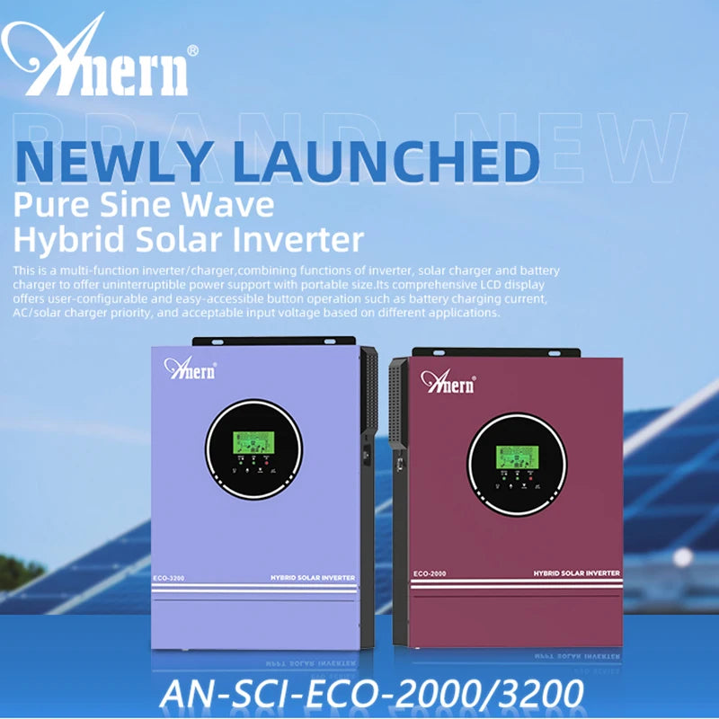 1600W 3000W Hybrid Solar Inverter 12V 24V 220V Pure Sine Wave Inverter Built in MPPT 80A Solar Charger Controller Max PV 400VDC PRIME RJ SOLAR PH