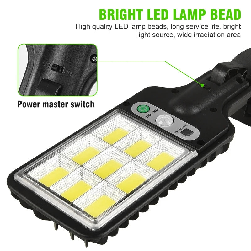 Solar Lights Outdoor 3 Modes 30COB 72COB Waterproof Street Lamp Motion Sensor Security Lighting for Garden Patio Path Yard