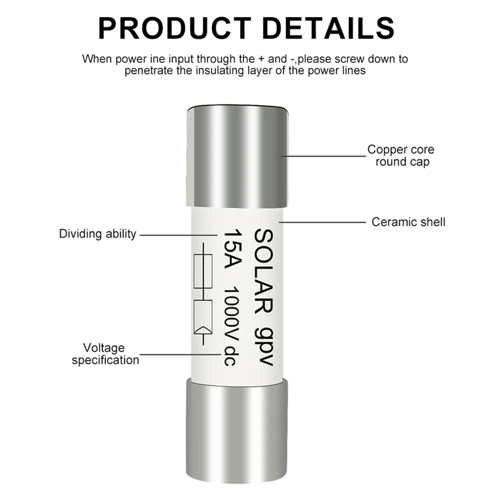 DC PV Fuse 1000V High Voltage For Solar System Short Circuit Protection 1A 2A 3A 4A 5A 6A 8A 10A 15A 20A 25A 30A 32A PRIME RJ SOLAR PH
