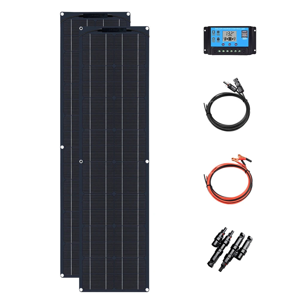 WUZECK Flexible Solar Panel kit 50 Watt  PV Module 100 Watt 12V 24V Solar cable Cell home outdoor Car Boat Battery camping trip PRIME RJ SOLAR PH