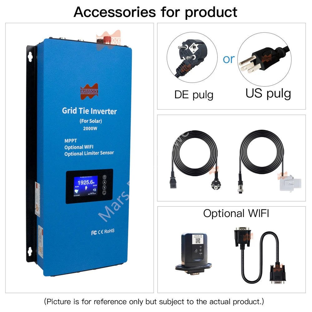 2000W 2-Phase 240V On-Grid Tie Solar Inverter 3M Limiter Sensor MPPT DC 45-90V Microinverter for US CE 1-Year Free Maintenance Lifetime Support