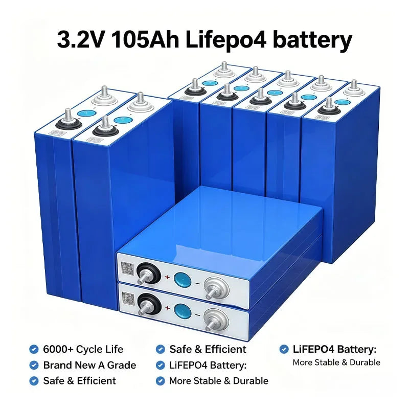 16pcs 3.2V 360Ah 340Ah 105Ah 100Ah Lifepo4 Battery Lithium Iron Phosphate Cell For 12v 24v RV Campers Golf Cart Battery Tax Free