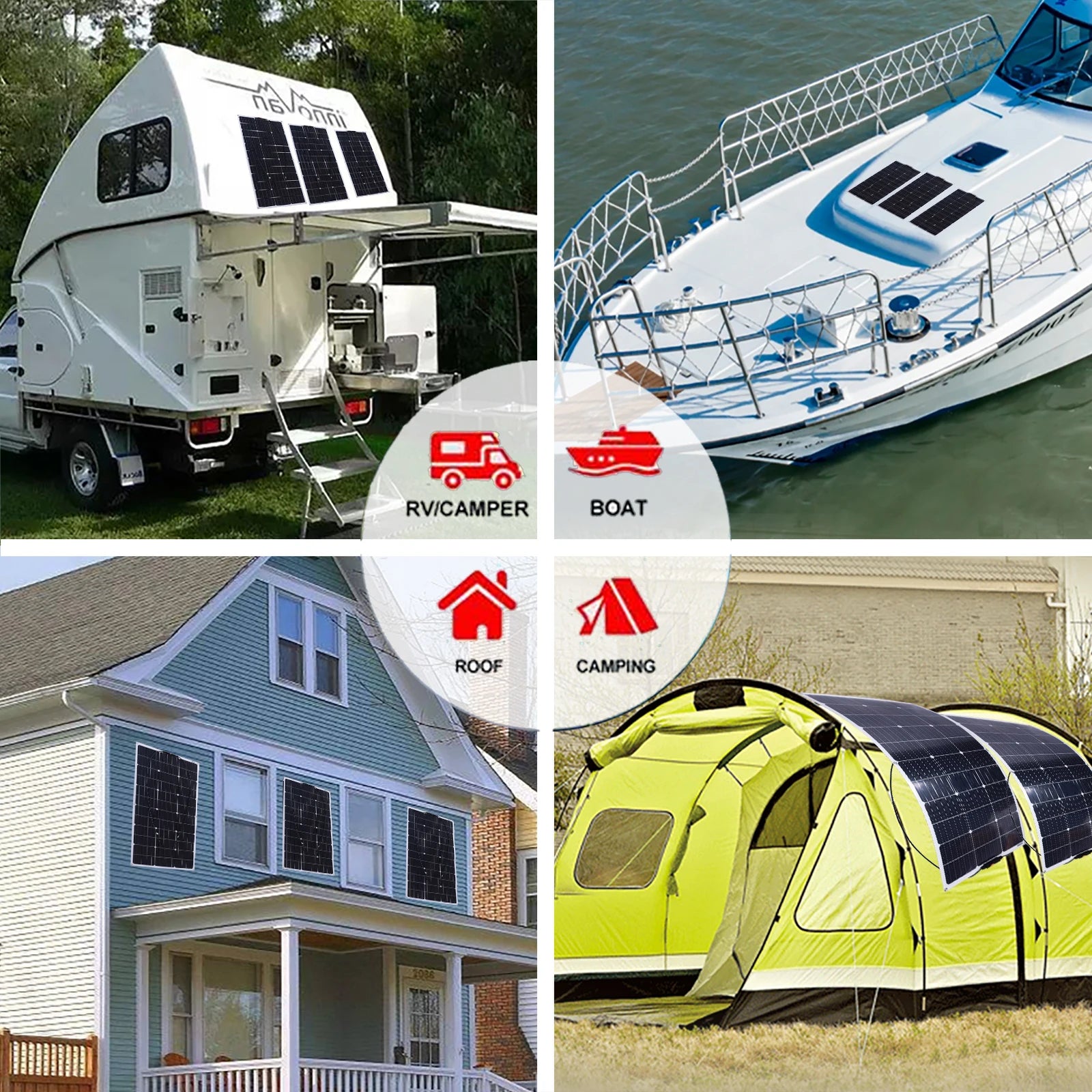 Solar Panel 125W 250W Flexible Panel Solar Monocrystalline Cell Power Station 12V Battery Charge For Camping Boat RV