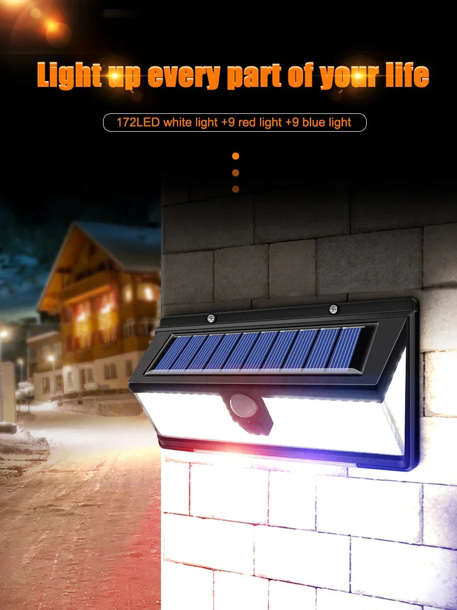 Solar Led Light Outdoor Garden Yard Decoration 190led Lights With 4 Working Mode IP65 Waterproof Solar Motion Sensor Wall Lamps