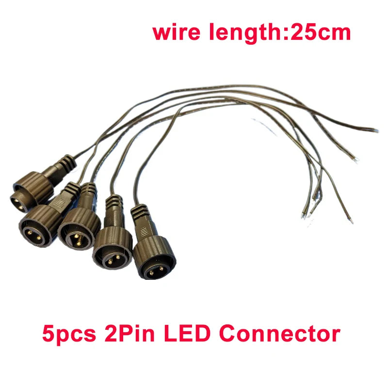 2Pin LED Connector with 25cm Wire for Solar String Lights 1A 0.25 Square IP65 Outdoor Waterproof Extension Cable for Solar Panel PRIME RJ SOLAR PH