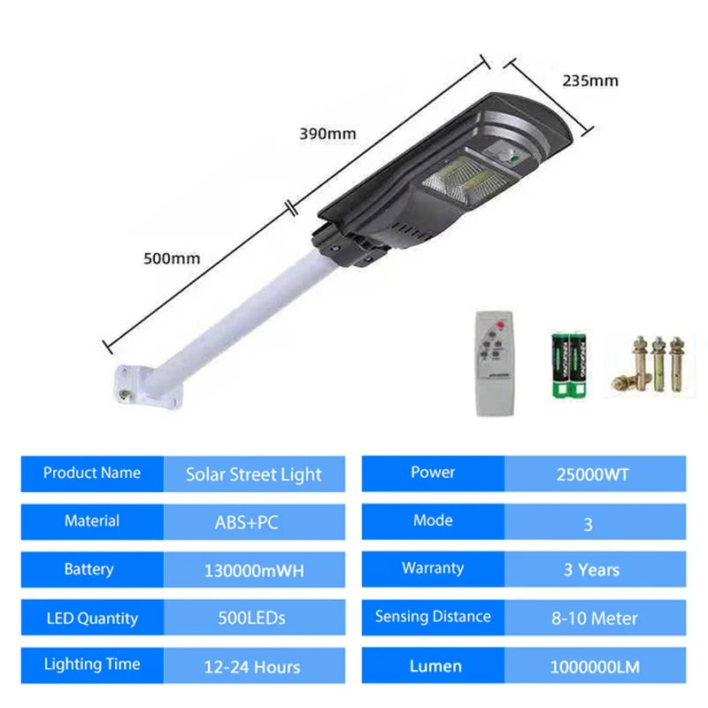 GOBORTONE YX123TB Solar Street Light 5000000LM IP67 Waterproof LED Garden Plaza Yard CCC CQC EMC FCC GS LVD SAA UL VDE RoHS 3-Year Warranty