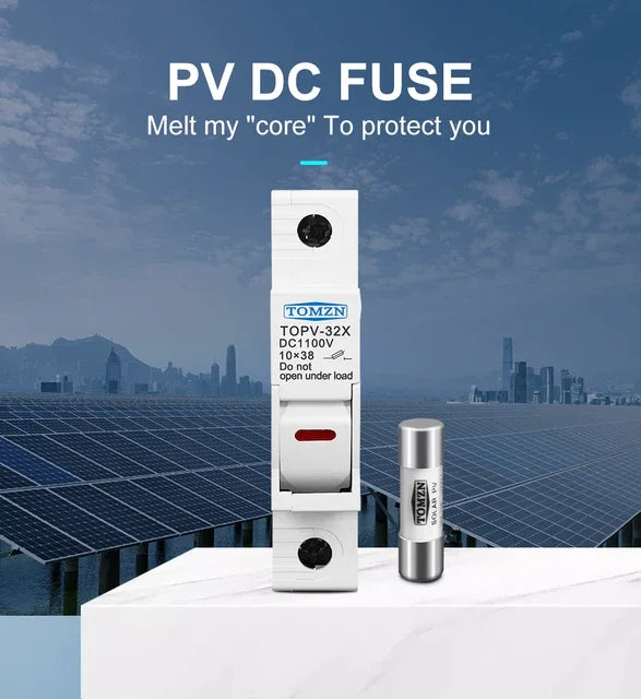 TOMZN 1P Solar PV Fuse Holders suitable for 10*38mm PV fuse Fuse Link for solar system protection PRIME RJ SOLAR PH