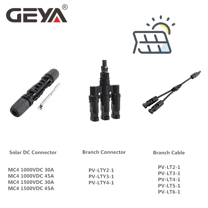 GEYA 5Pairs Solar Connector Male Female 30A 45A Solar Panel Branch Connectors for PV Cable 2.5/4/6mm2 1000VDC 15000VDC PRIME RJ SOLAR PH
