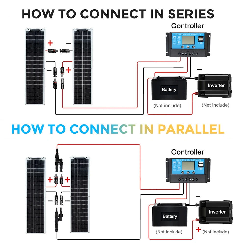 50W 100W 12V flexible solar panel 150w 200w solar panel caravan van Upgraded 10A /20A Solar Charge Controller for Car RV Marine
