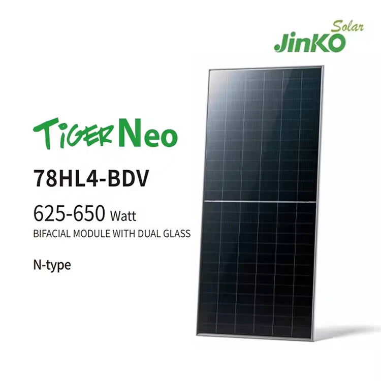 JINKO JKM625-650N-78HL4-BDV 625W 630W 650W N-Type Bifacial Solar Panel TUV IEC 12-Year Warranty Ready Stock