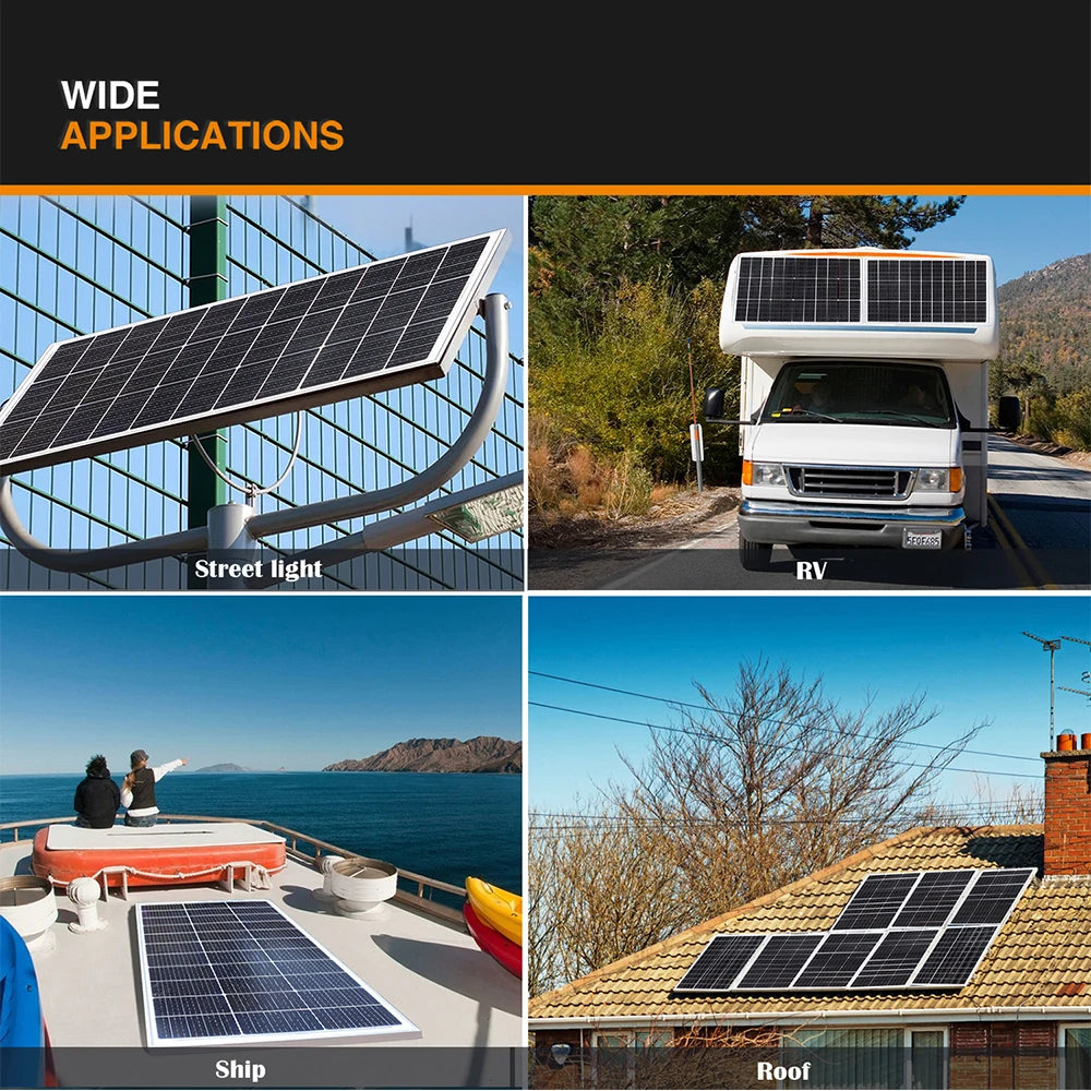 XINPUGUANG 100W 200W 500W 1000W 12V High-Efficiency Monocrystalline Solar Panel PV Module RV Marine Rooftop Farm Battery CE WEEE 24-Month Warranty