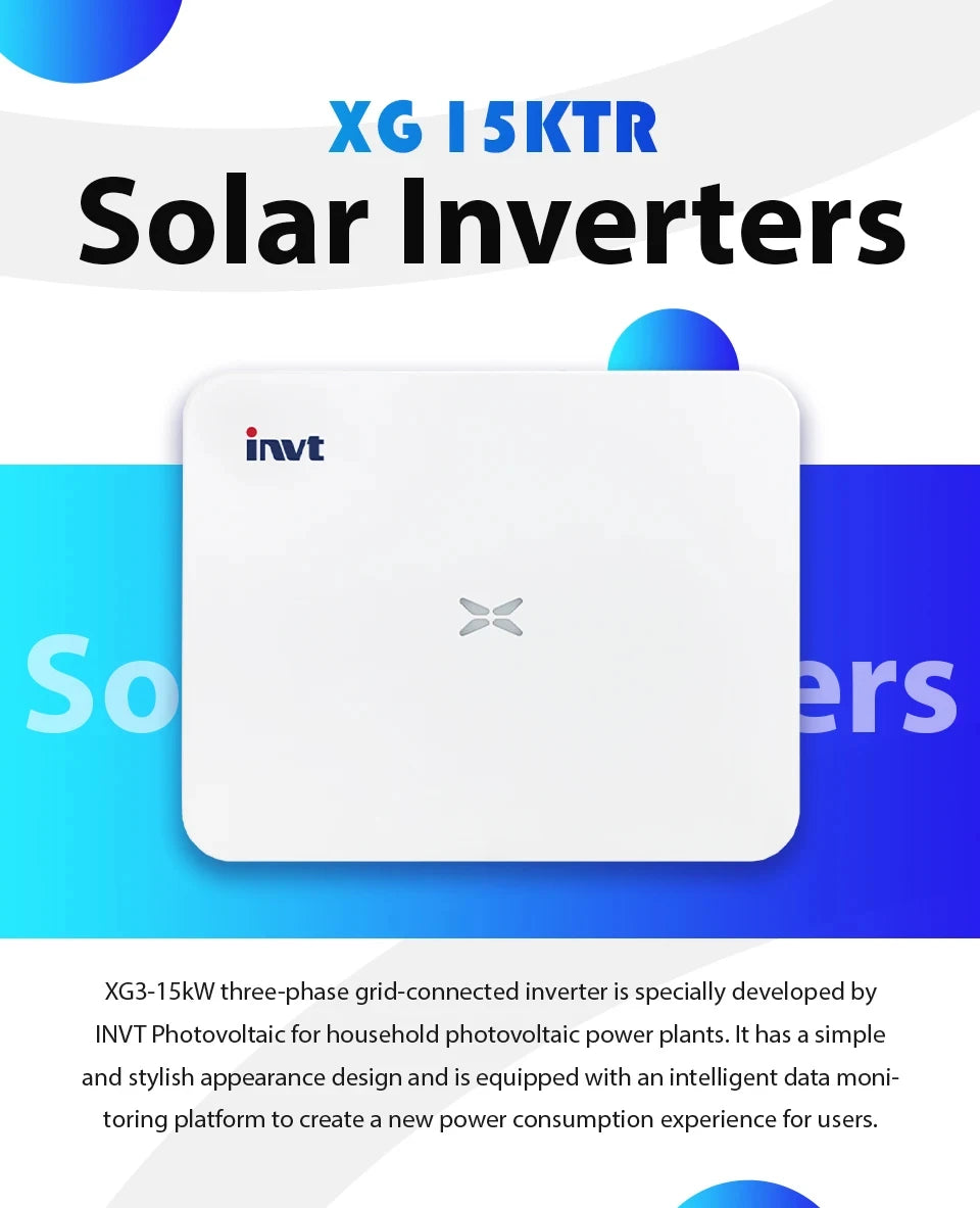 INVT XG3-10-15KTR 10kW 12kW 15kW Three-Phase On-Grid Solar Inverter 50Hz 60Hz IP66 Dual MPPT 230Vac