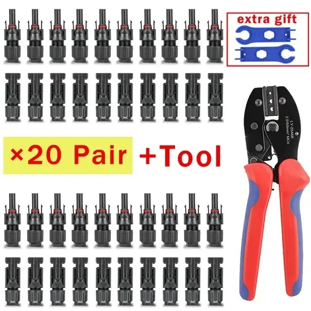 Photovoltaic Solar Connector Kit 1000V 30A 10 20 40 100 200 400 Pcs PV MC Cable 2.5mm2 4mm2 6mm2 Panel Connectors