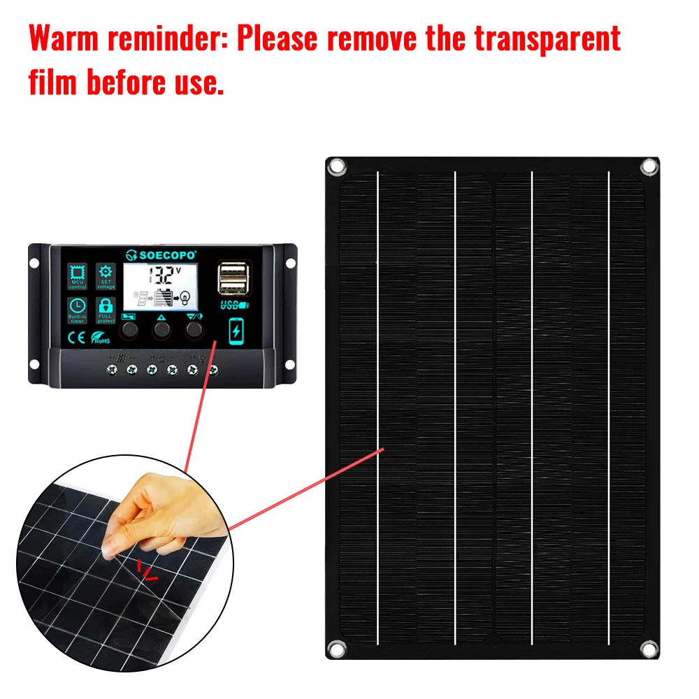 SOECOPO SEP-SP19 1200W Solar Panel Set 2 Portable 12V-18V Photovoltaic 100A Controller USB 5V Camping Devices Charging CE FCC RoHS