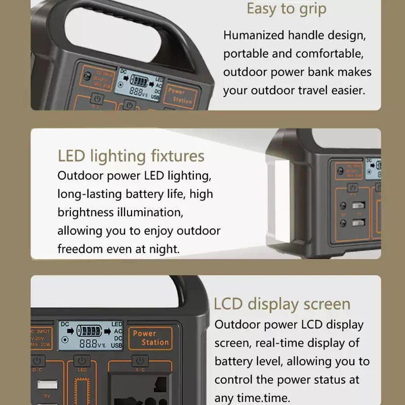 100W 24000mAh Portable Power Station, Solar Generator with 76.8Wh LiFePo4 Batteries, 110V/220V Output, LED, Energy Storage Suppl