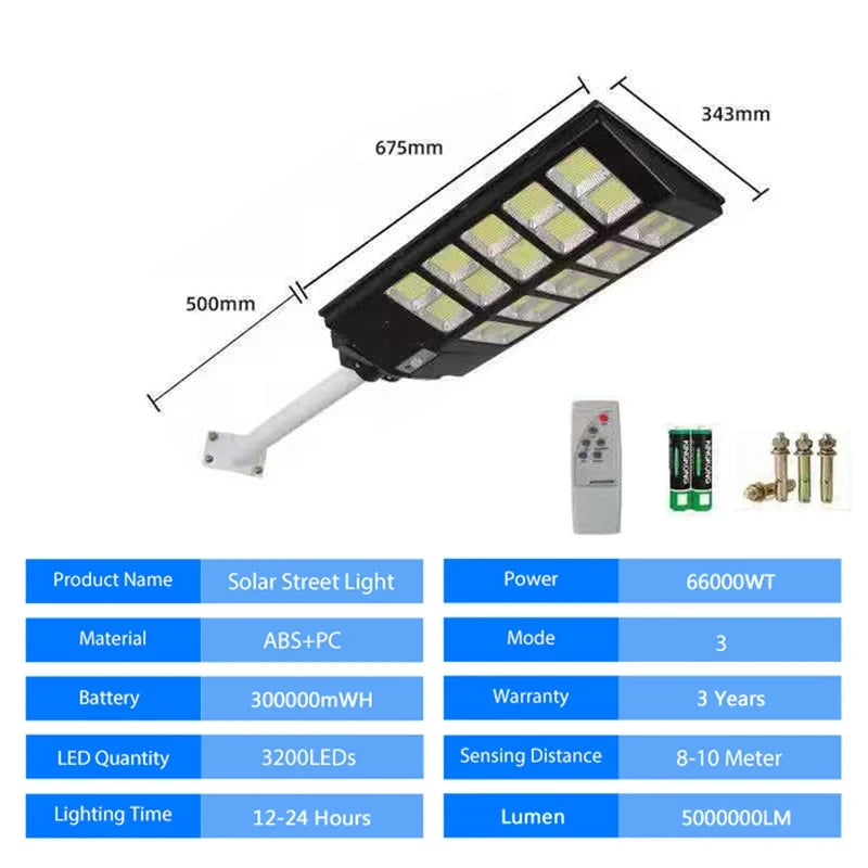 GOBORTONE YX123TB Solar Street Light 5000000LM IP67 Waterproof LED Garden Plaza Yard CCC CQC EMC FCC GS LVD SAA UL VDE RoHS 3-Year Warranty