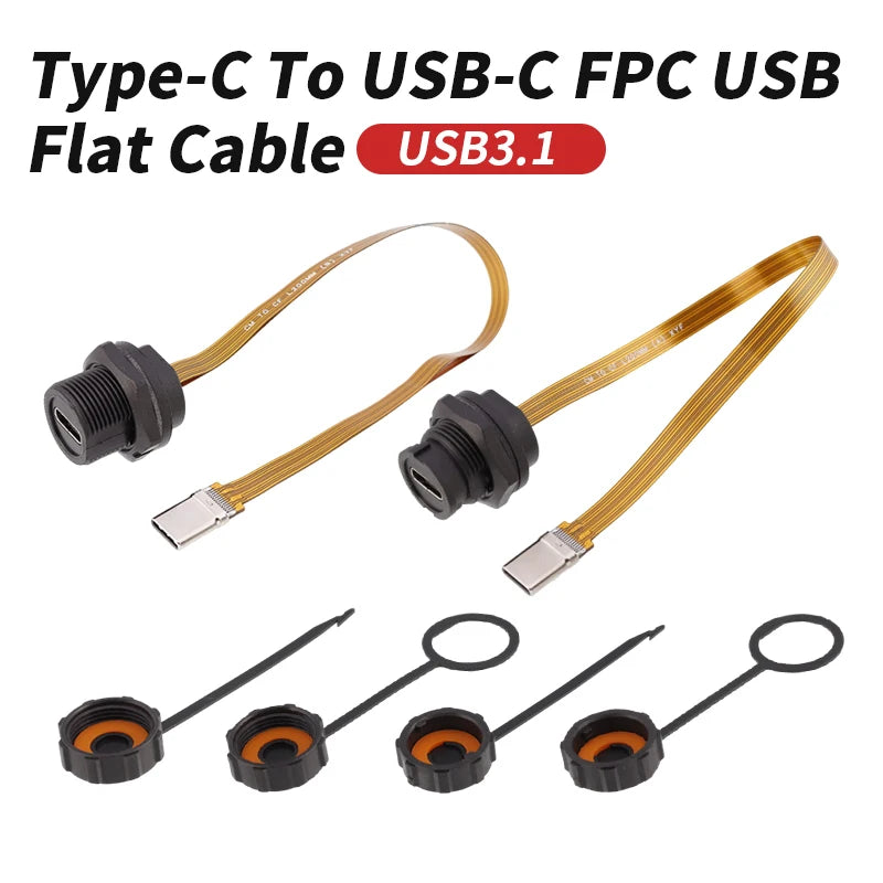 DIVEDEER Typec USB 3.1 Waterproof Extender Cord Male to Female Type-C to USB-C FPC Flat Cable 0.1M 0.2M FPV CE RoHS