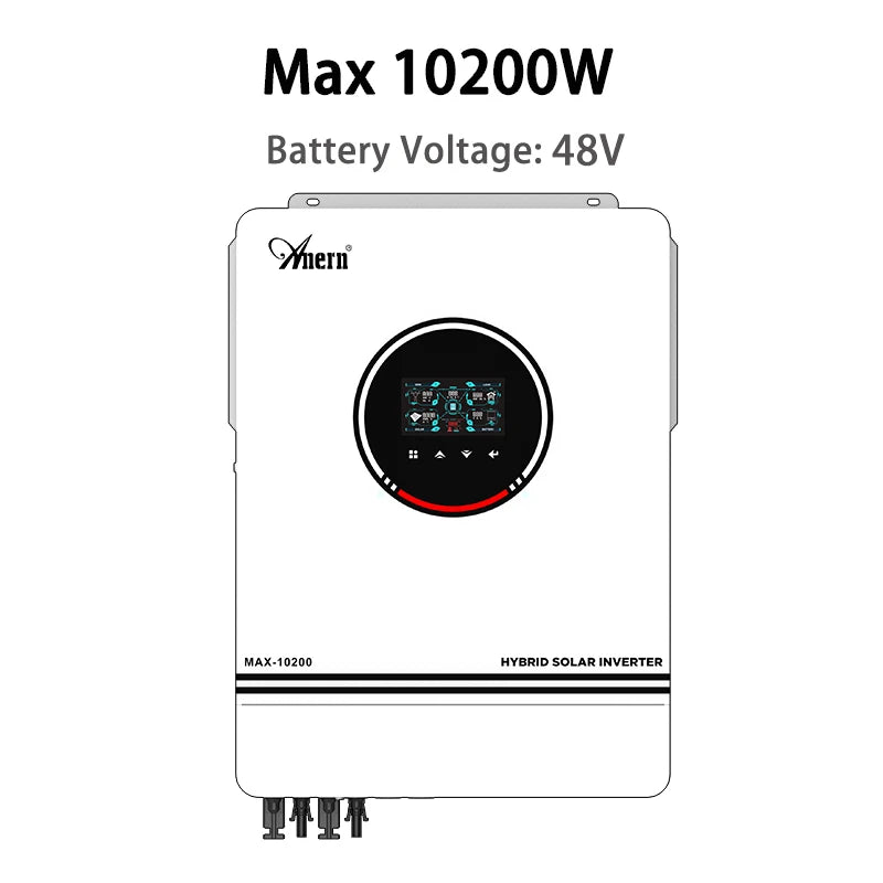 Anern Hybrid Solar Inverter Power 10.2KW 6.2KW 4.2KW 24/48V 220V Off Grid Pure Sine Wave Bult-in 160/140A MPPT Charge Controller