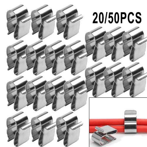 50/20Pcs 304 Stainless Steel Solar PV Cable Clips Clamp For PV Solar Cable Wire Installation Photovoltaic General High-Quality PRIME RJ SOLAR PH