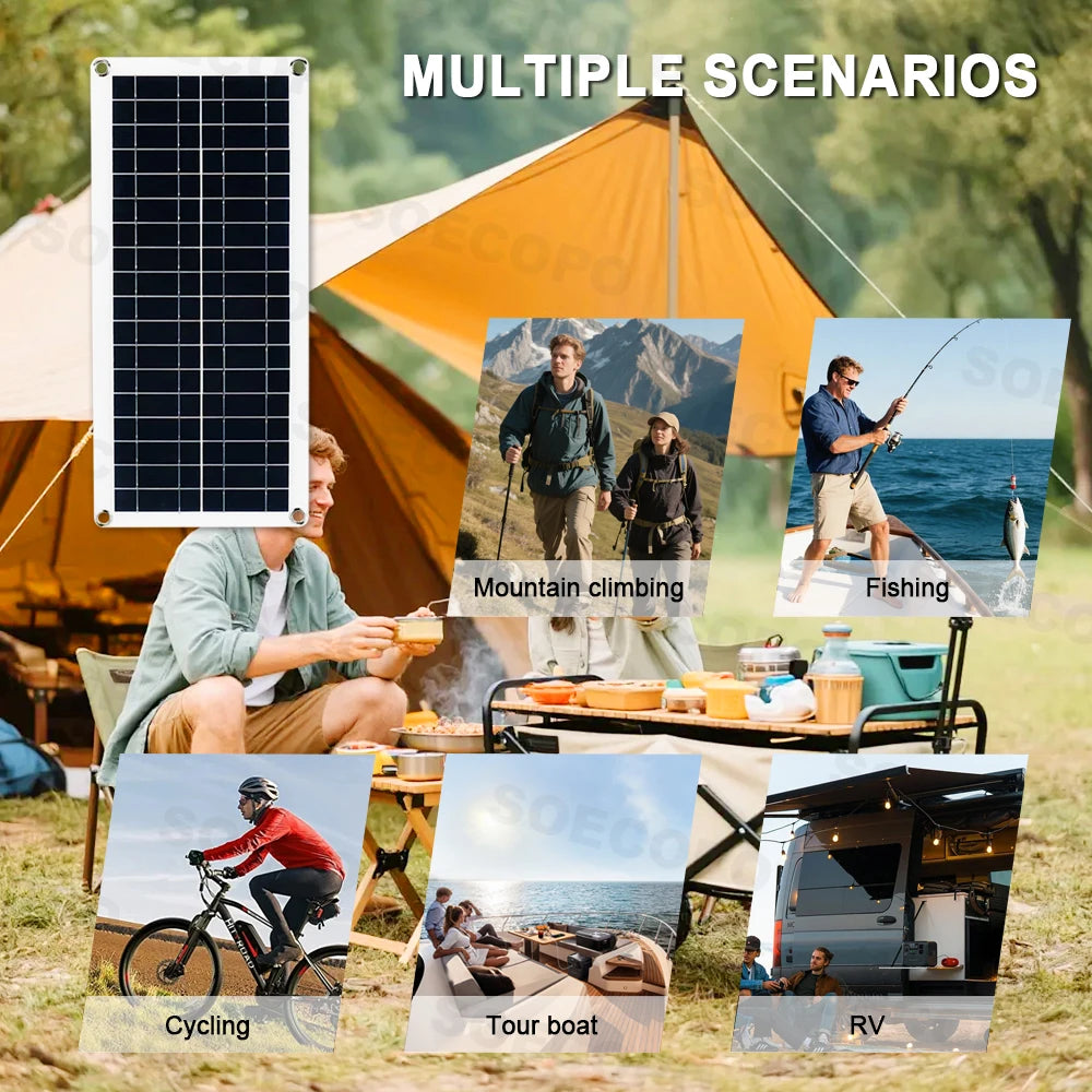 SOECOPO SEP-SP12 800W Solar Panel System Kit 4x200W Monocrystalline 100A Controller USB 5V Camping RV Phone Charging CE FCC RoHS