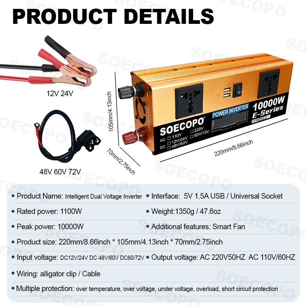Portable 10000W Peak Solar Kit Complete 12V To 220V 110V Inverter 300W Photovoltaic Panel 100A Controller for Generators Home PRIME RJ SOLAR PH