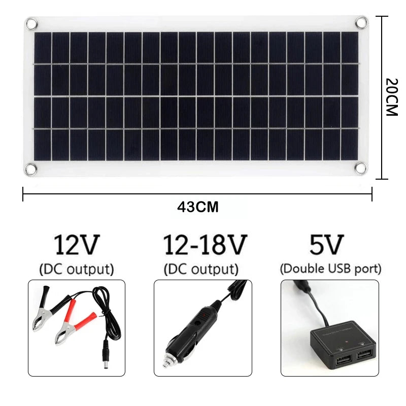 LUXUGLOW 20W-1000W Solar Panel 12V 100A Controller Phone RV Car MP3 PAD Outdoor Battery Camping Charger
