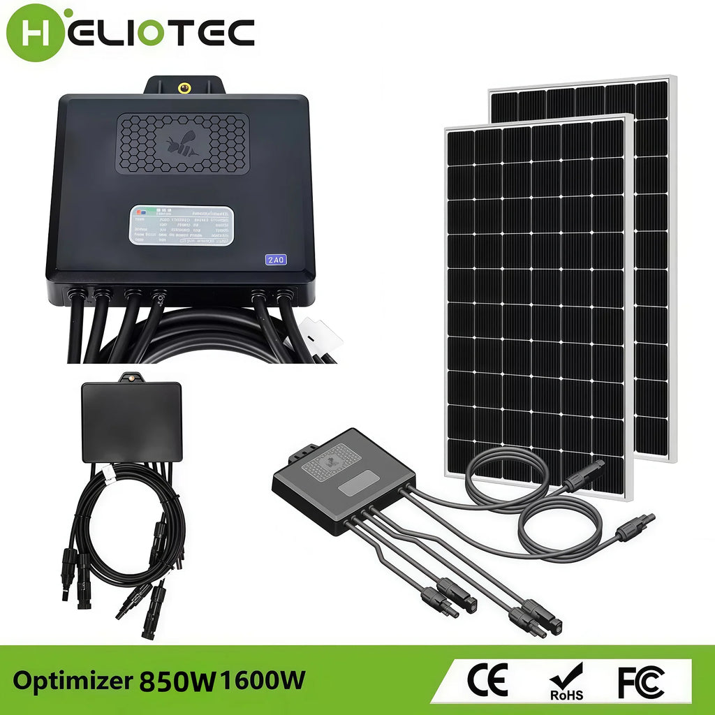 Heliotec 650/850/1600W PV Power Optimizer MPPT 12V-75V Input Ip68 Real-time Solar Panel Monitoring Voltage-Limiting Anti-Hotspot
