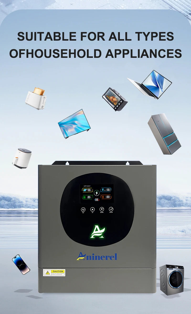 Aninerel 4.2KW Hybrid Solar Inverter 24V Dual Output Color LCD Display Off/On grid Inverter MPPT 100A With WiFi EU Shipping