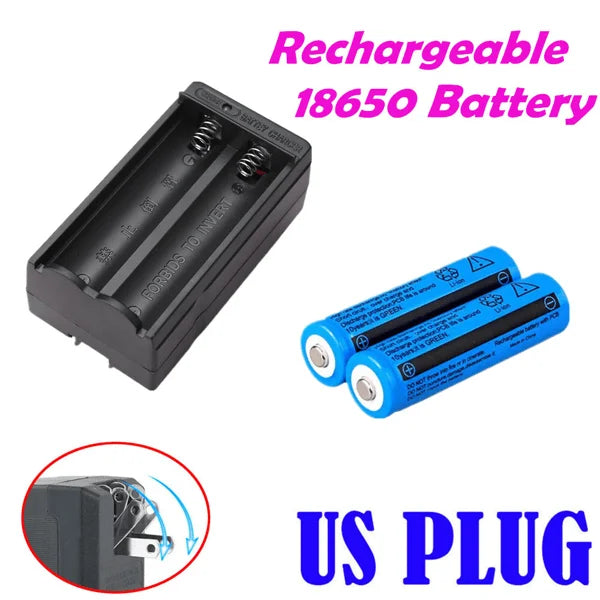 4 PCS 3000mAh 18650 Rechargeable Cylindrical Lithium Ion Batteries 1PCS Double Charger Set for Flashlights and Headlamps